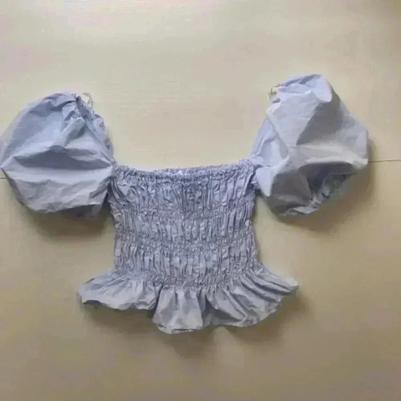 ASTR Light Blue Savina Square Neck Bubble Sleeve Blouse NWOT  Size XL - Picture 4 of 8